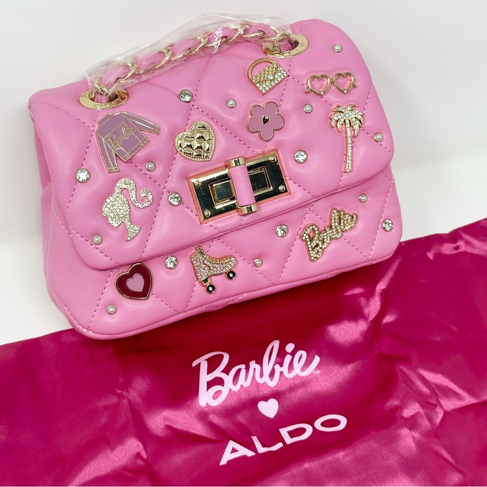 Aldo Barbie Collab Pink Mini Bag with Gold Accents & Dust Bag